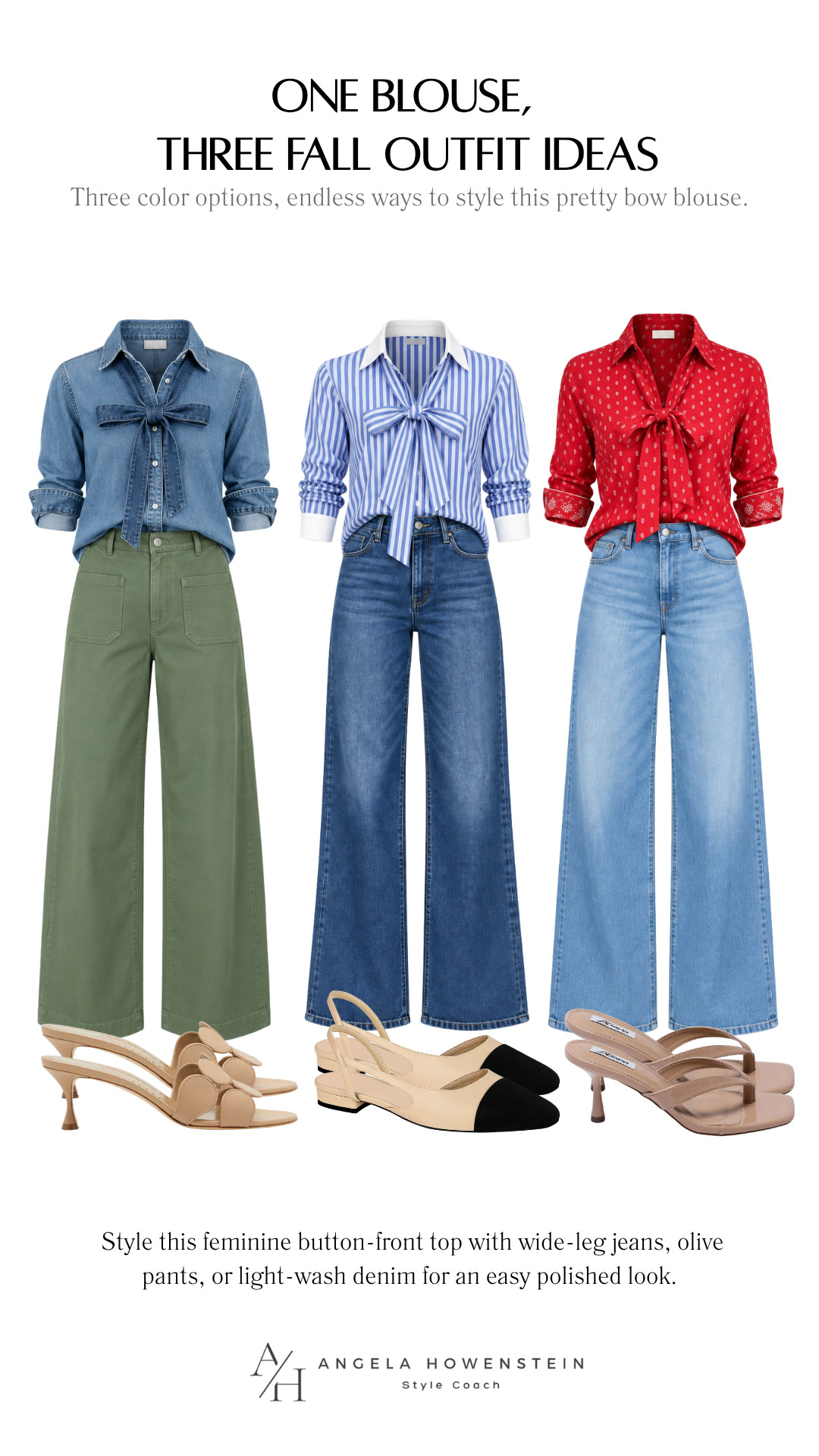One top, three colors! This pretty bow-front blouse is such an easy way to refresh your fall wardrobe, and I love how each color looks completely different with wide-leg pants and jeans.

👩‍💻 LTK PRO TIPS
❤️ Heart = Support my posts ;-)
🔖 Save = Get sale & restock alerts for the things you love!
📋 Lists = Keep favorites organized (List ideas: Christmas, Birthdays, and Vacations!)
📲 Share = Send lists and products to a friend (or your daughters like me).
💬 Comment = Ask me anything, and I’ll answer. ;-) 

 #LTKootd #LTKSeasonal #LTKOver40