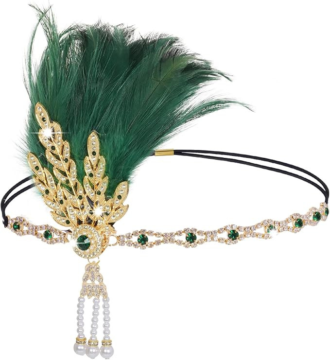 Tongcloud 1920s Flapper Feather Headband Roaring 20s Gatsby Headpiece Women's 1920s Headband Flap... | Amazon (US)