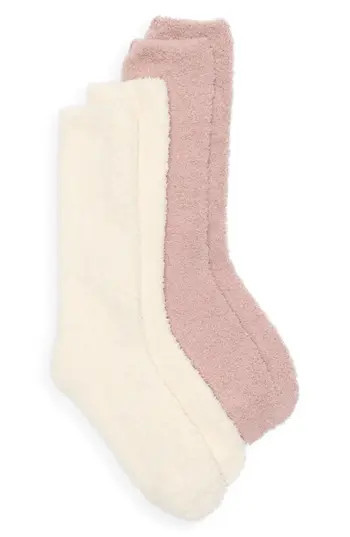 Barefoot Dreams® 2-Pack CozyChic™ Socks in Cream/Faded Rose at Nordstrom Rack | Nordstrom Rack