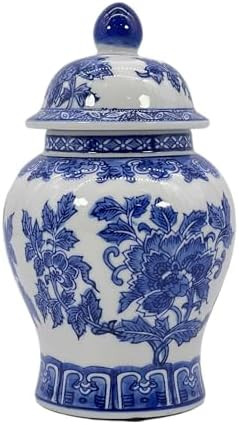 8" Ceramic Ginger Jar w/Lid - Classic Chinese Style Porcelain Jar Tea Storage for Home Decor Deco... | Amazon (US)