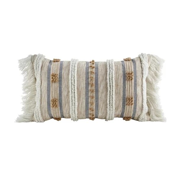Better Homes & Gardens 14" x 24" Brown & Ivory Chunky Stripe Oblong Outdoor Pillow by Dave & Jenn... | Walmart (US)