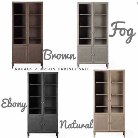 Arhaus Pearson Cabinet sale. 38” four door glass cabinet. Wood Bookcase ebony brown London fog basa natural. Artisan modern living room  

#LTKsalealert #LTKhome