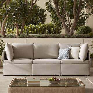 JAYDEN CREATION Maggie 100.5 in. Square Arm Polyester Rectangle Outdoor Sofa in Oatmeal with Remo... | The Home Depot