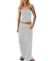 Panadila Womens Striped Two Piece Sets Summer Lounge Outfits Sailor Tube Top and Pants Matching S... | Amazon (US)