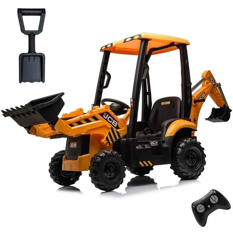 JCB Excavator Ride on & Bulldozer, 12V Battery Powered Construction Vehicles for Kids with Remote... | Walmart (US)
