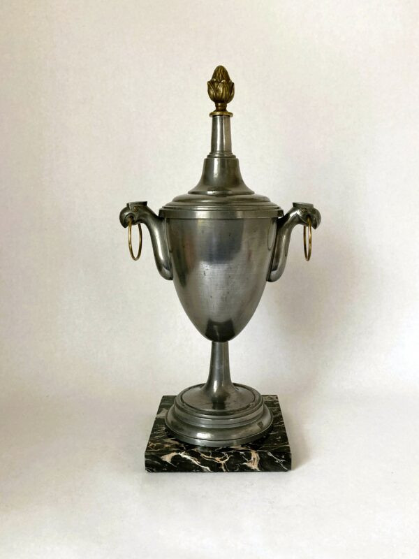 Vintage Trophy-Style Urn Vase with Italian Marble Base Repurposed from a Lamp Body | Vintage Keepers