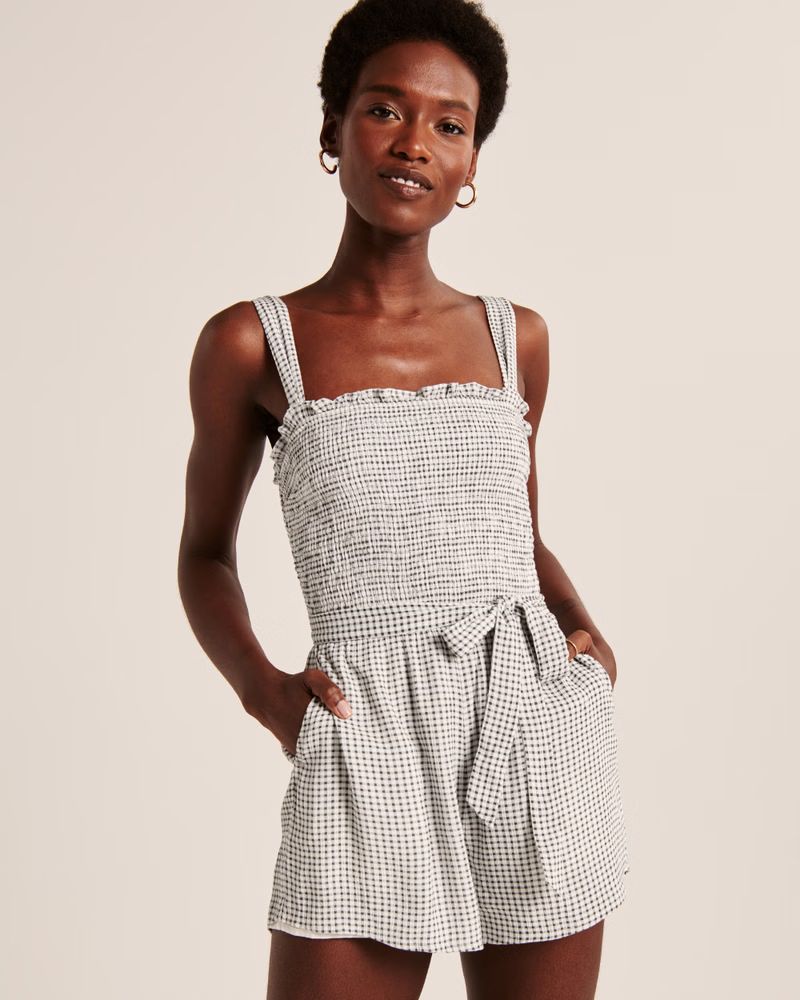 Wide Strap Smocked Romper | Abercrombie & Fitch (US)