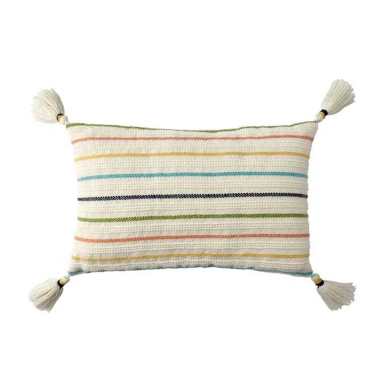 Better Homes & Gardens Multi Stripe Outdoor Throw Pillow, 13" x 19", Multi-Color | Walmart (US)