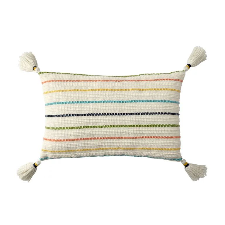 Better Homes & Gardens 13" x 19" Lumbar, Multi Stripe Outdoor Toss Pillow, Multi-Color, 1 Pack | Walmart (US)