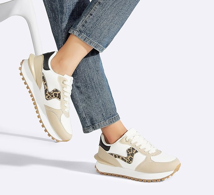 LUCKY STEP Women's Platform Fashion Sneakers Tennis Retro Walking Casual Trainers Stylish Durable... | Amazon (US)