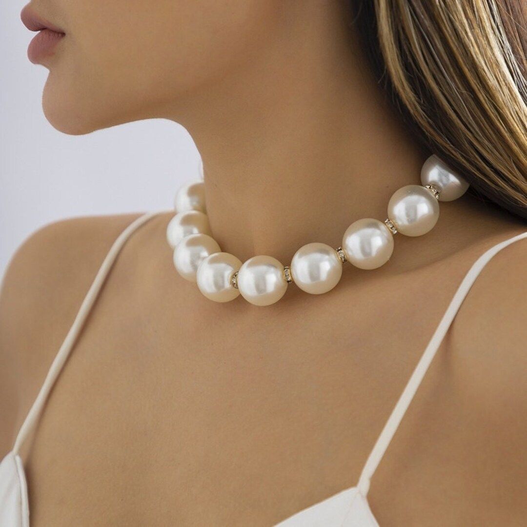 Large Pearl Choker Big Pearl Choker Necklace Bridal - Etsy | Etsy (US)
