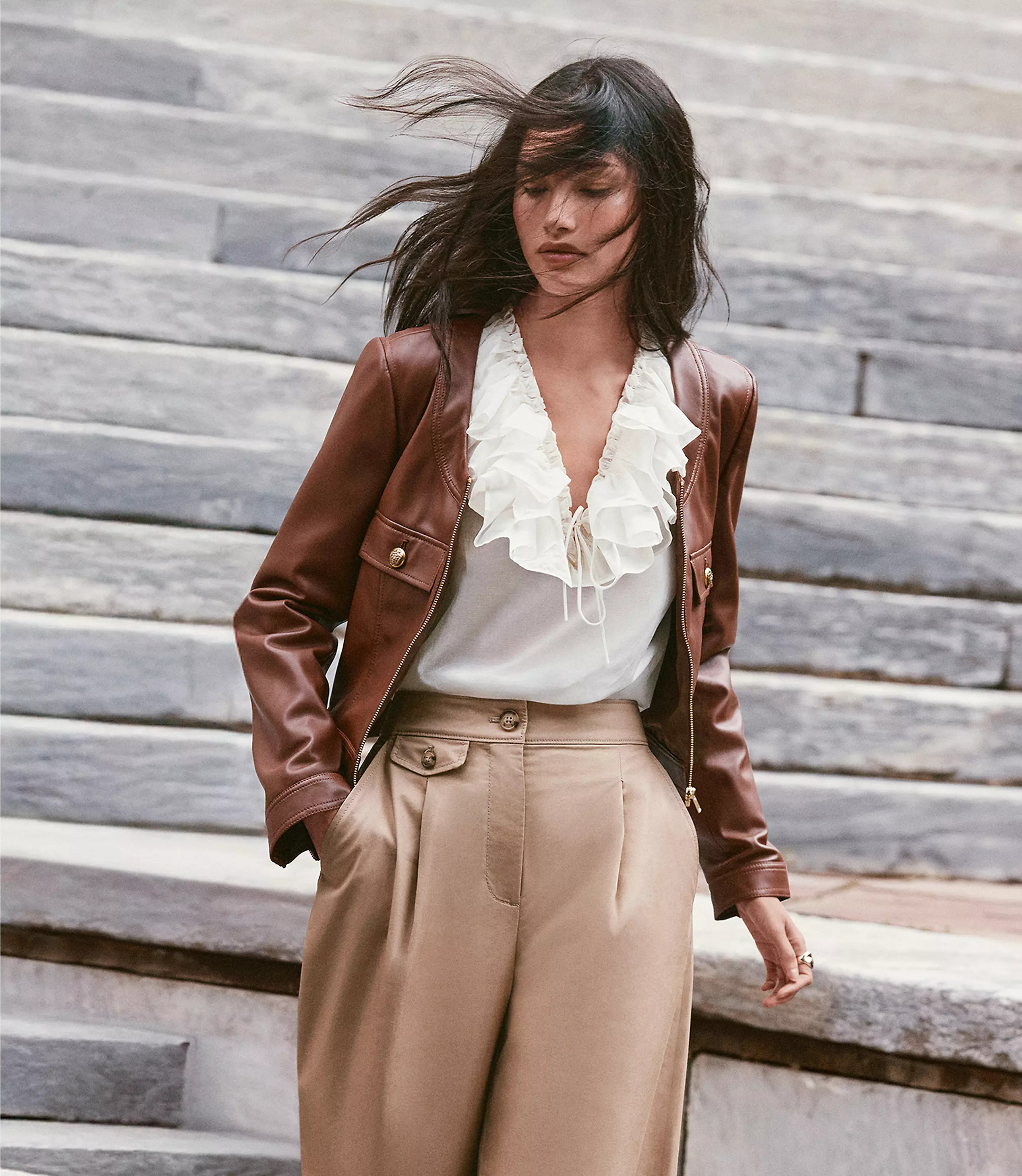 Faux Leather Zip Jacket | LOFT