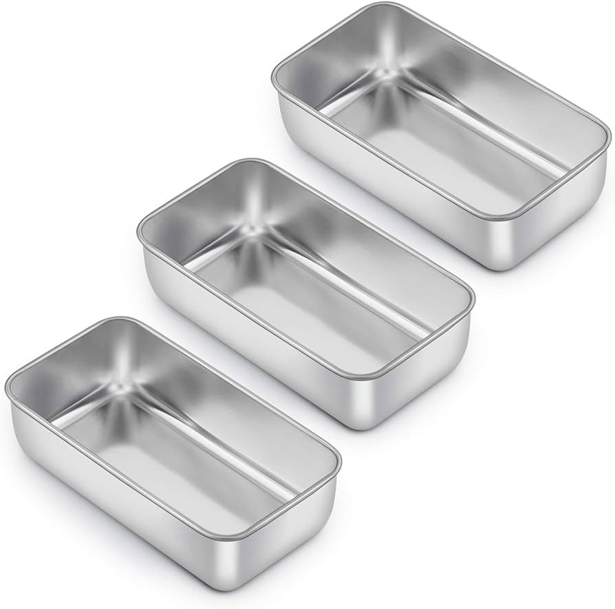E-far Loaf Pan for Baking Bread, 9 x 5 Inch Stainless Steel Baking Loaf Pans, Metal Bakeware for ... | Amazon (US)