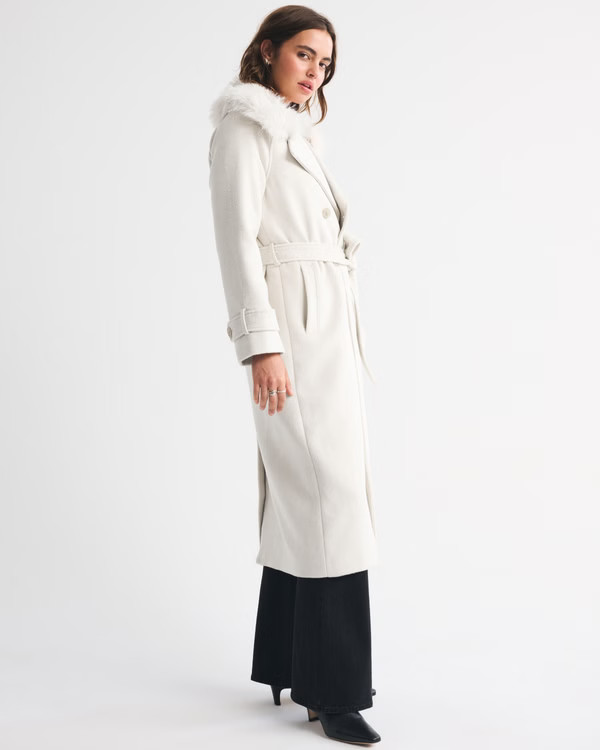 A&F Carrie Wool-Blend Trench Coat | Abercrombie & Fitch (US)