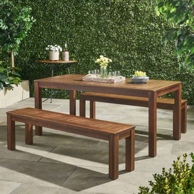 Outdoor Courtyard Table and Bench | Wayfair North America