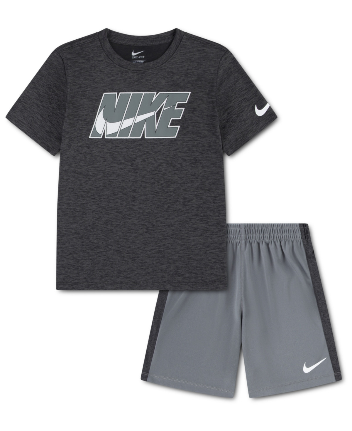 Nike Little Boys Dri-fit Dropset T-Shirt & Shorts Set - Black/Smoke Gray | Macy's