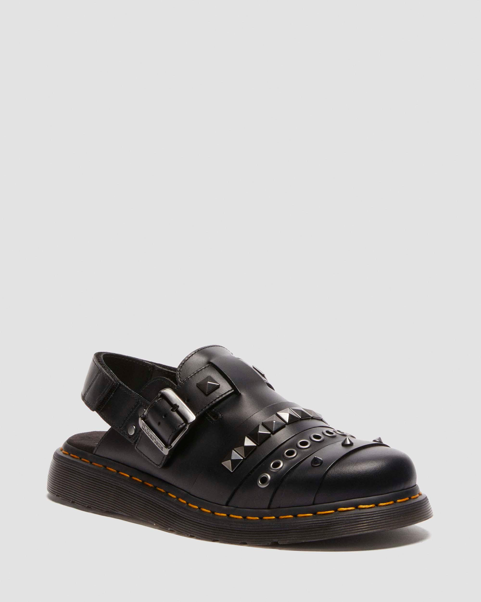 Jorge II Hardware leather mules in Black Atlas | Dr. Martens | Dr. Martens