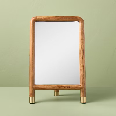 Wood Accent Mirror with Brass Feet - Hearth & Hand™ with Magnolia | Target