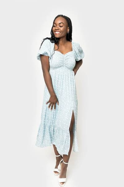 Jennifer Smocked Puff Sleeve Dress | Gibson