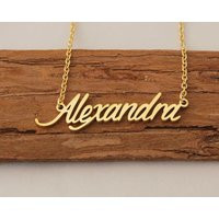 Name Necklace, Custom Nameplate Personalized Kids Jewelry, Engraved Christmas Gift Necklace For Alexandra | Etsy (US)