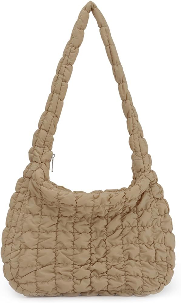 Puffer Quilted Carryall Bag,Quilted Shoulder Bag,Puffy Tote Bag Purse,Large Nylon Hobo Handbag | Amazon (US)