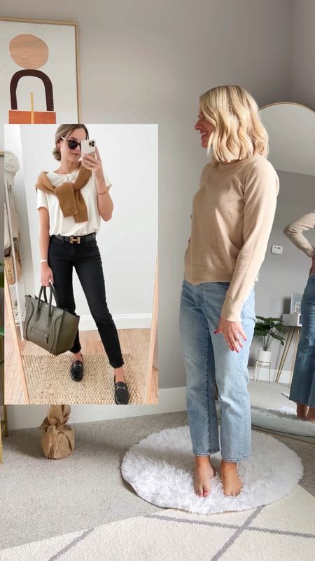 Recreating this Pinterest inspired outfit I have saved to my Pinterest board. 

Pants- Express- small
T-shirt- Target
Sweater- Old Navy- old, link similar 
Shoes- DV Dolce Vita- 7.5
Purses- Kate Spade, thrifted from The Real Real, linked similar 
Belt- Amazon
Sunglasses- Amazon, linked similar

#LTKsalealert #LTKfindsunder100 #LTKSeasonal