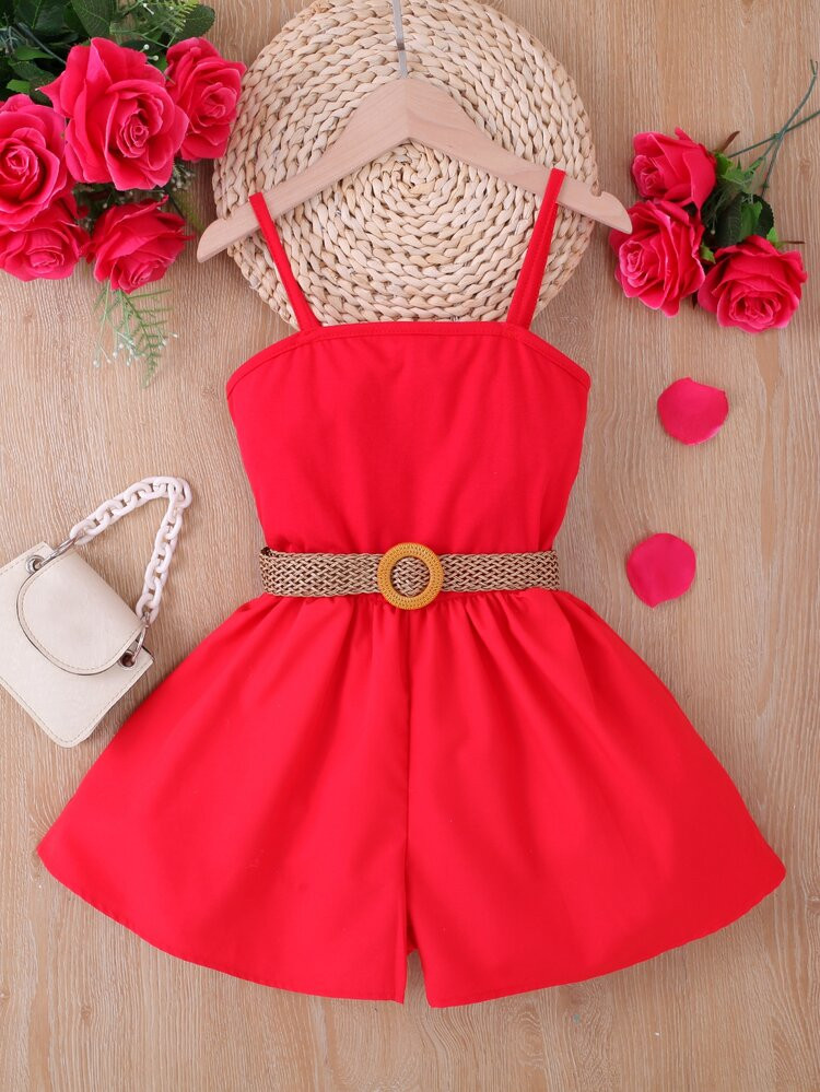 $6.20        
    (100+)
        
      Girls Solid Cami Romper Without Belt
       
            ... | SHEIN