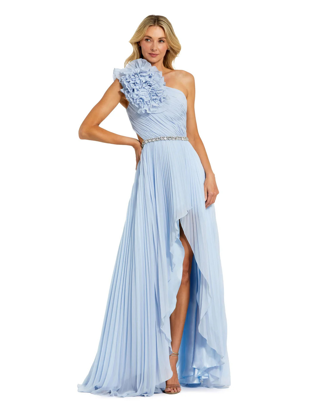 Floral Detail One Shoulder Gown With Side Slit | Mac Duggal