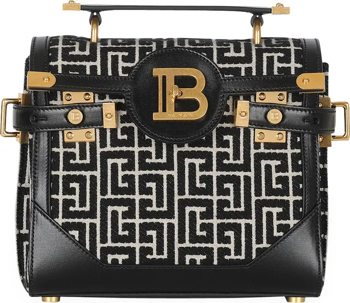 Balmain B-Buzz 23 Monogram Jacquard Top Handle Bag | Nordstrom | Nordstrom