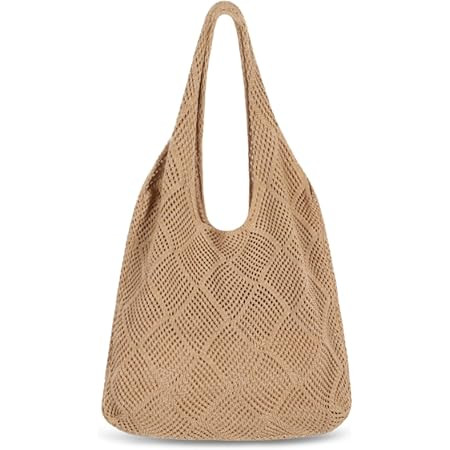 Amazon.com | SUOSDEY Crochet Knit Mesh Beach Tote Bag for Women, Summer Aesthetic Vacation Boho T... | Amazon (US)