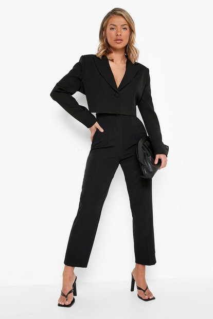 High Waisted Tailored Cigarette Pants | Boohoo.com (US & CA)