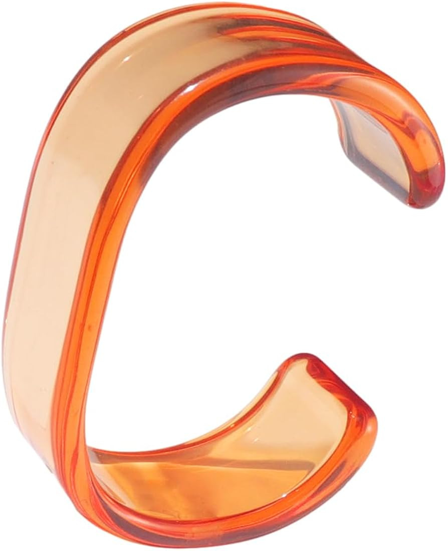 Pingyongchang Acrylic Colorful Resin Geometric Simple Open Bracelet Transparent Wide Cuff Bangle | Amazon (US)