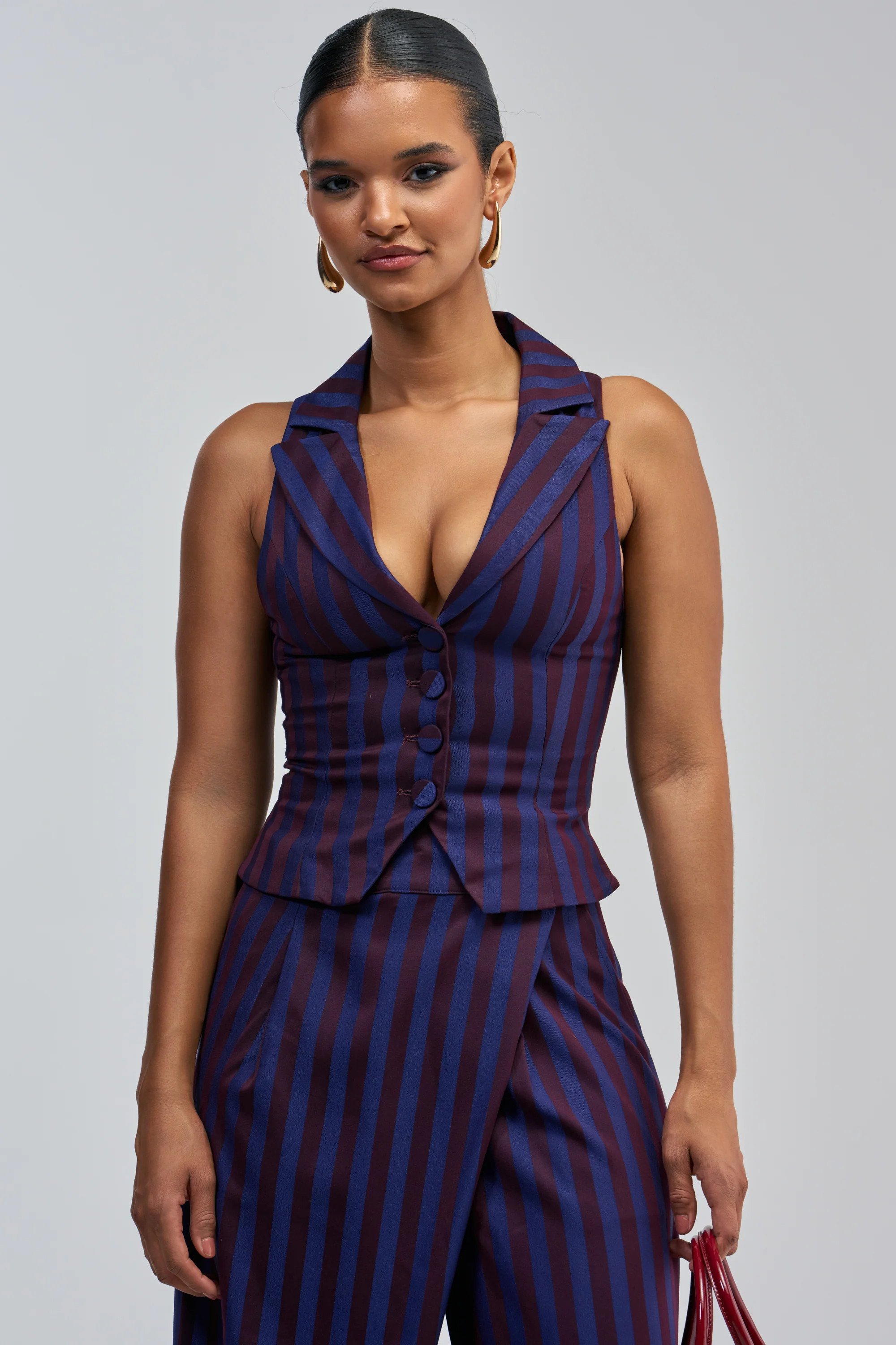 Manhattan Stripe Cropped Vest, Fitted Top | AKIRA | AKIRA