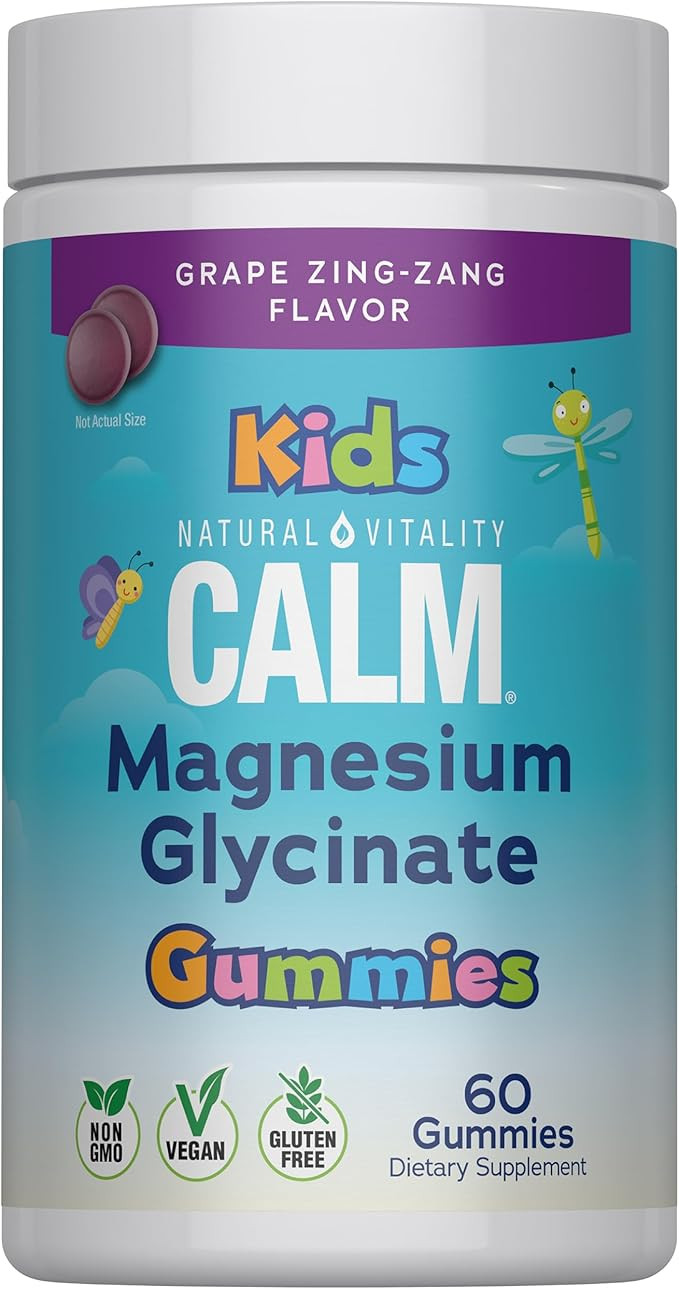 Natural Vitality Kids Calm | Magnesium Glycinate Gummies | Sour Grape Flavored | Non-GMO, Vegan &... | Amazon (US)