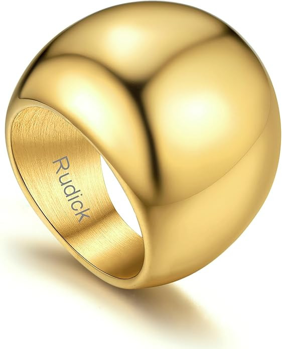 GOLDCHIC JEWELRY Chunky Dome Ring for Women, Stainless Steel Bold Stacking Croissant Statement Ri... | Amazon (US)