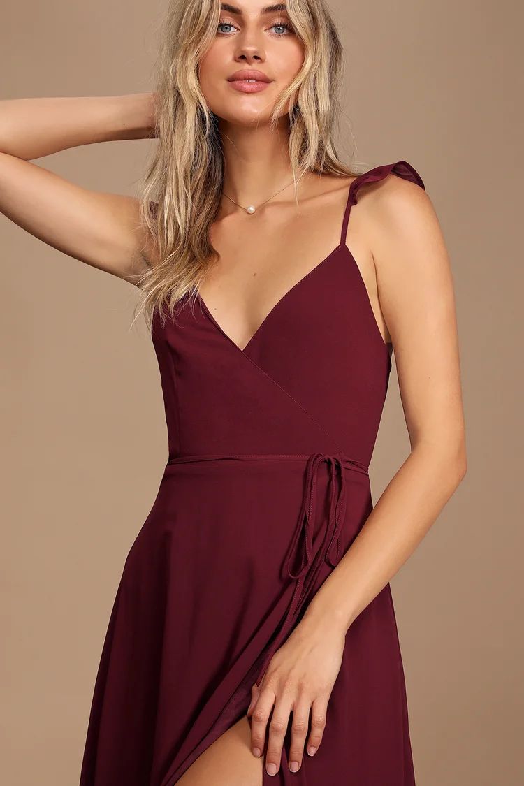 Here's to Us Burgundy High-Low Wrap Dress | Lulus (US)