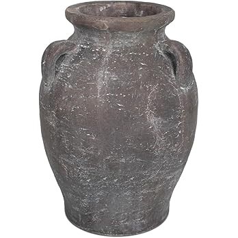 9.5'' Black Terracotta Vase Handmade Rustic Floor Ceramic Vases Large Antique Pottery Clay with 3... | Amazon (US)