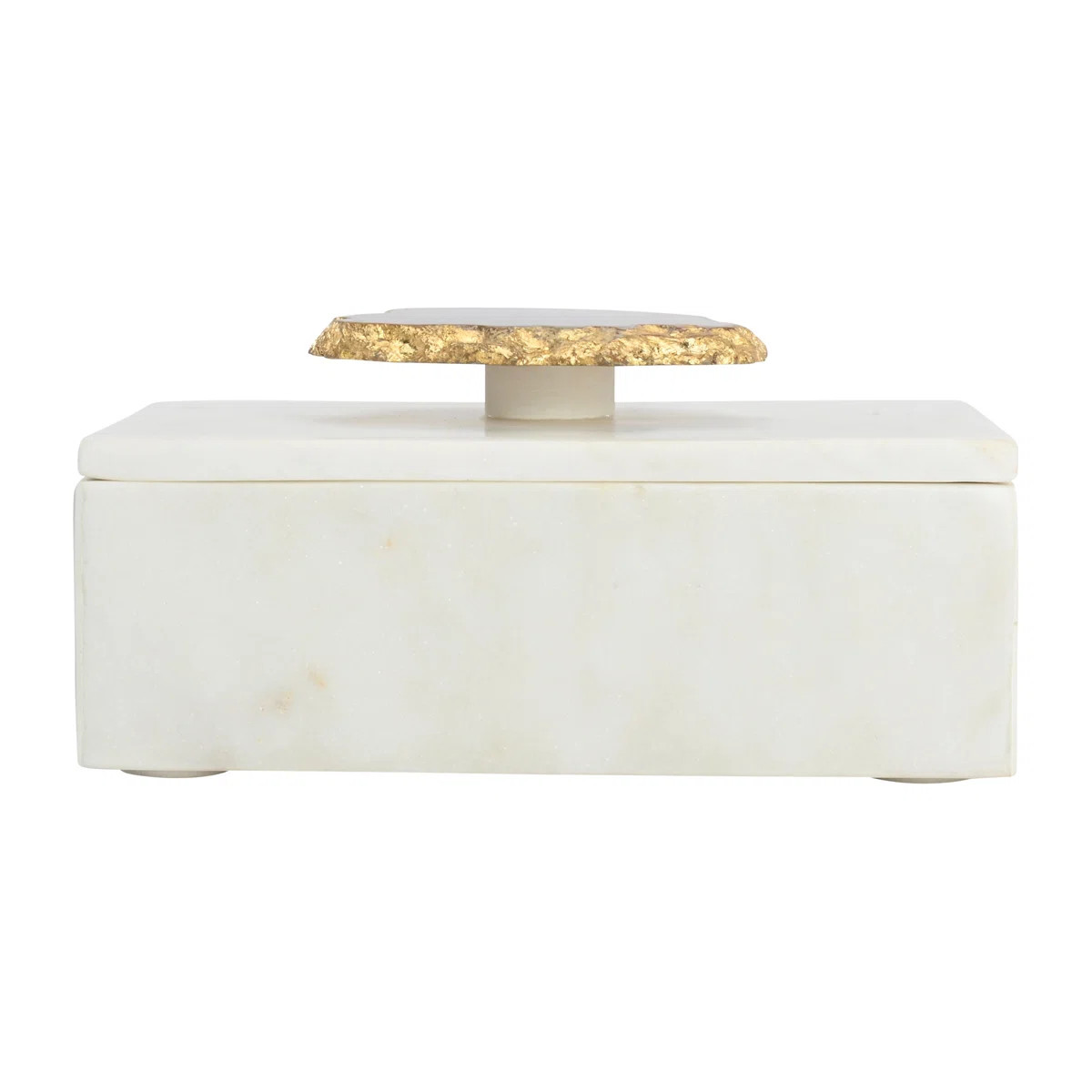 Stylish Marble Decorative Box with Agate Handle - Jewelry Box with Lid for Home Decor, Shelf Styl... | Wayfair North America