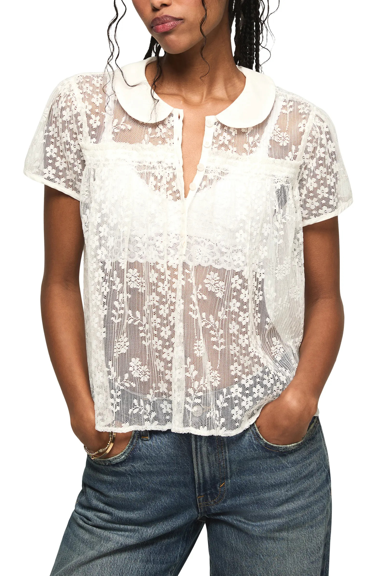 Lucky Brand Peter Pan Lace Shirt | Nordstrom | Nordstrom