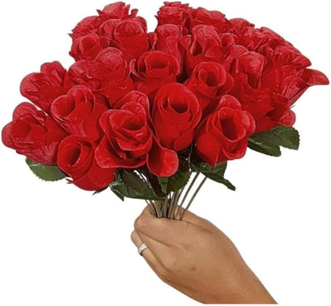 Buquê 24 Flores Artificial Botão Rosa decoração Casamento e Festa | Amazon (BR)