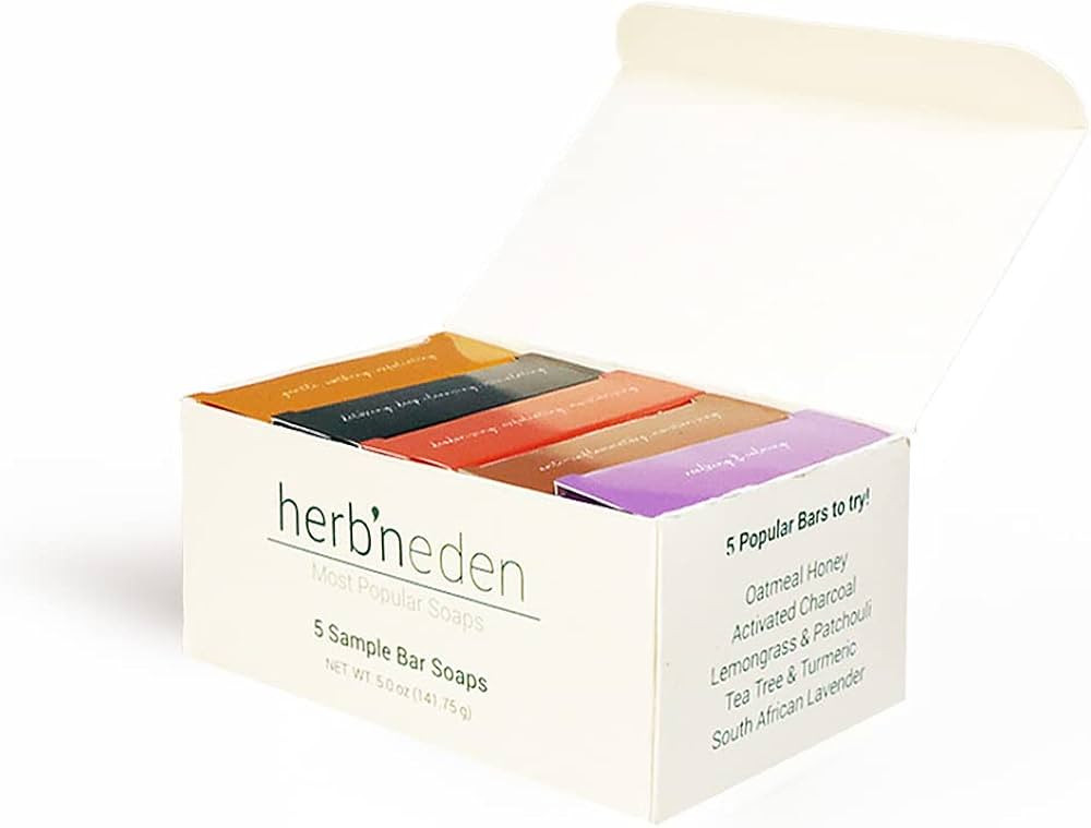 Herb’N Eden Pack of 5 Soaps for Women & Men | 100% Natural Ingredients | Essential Oils | Dry, ... | Amazon (US)