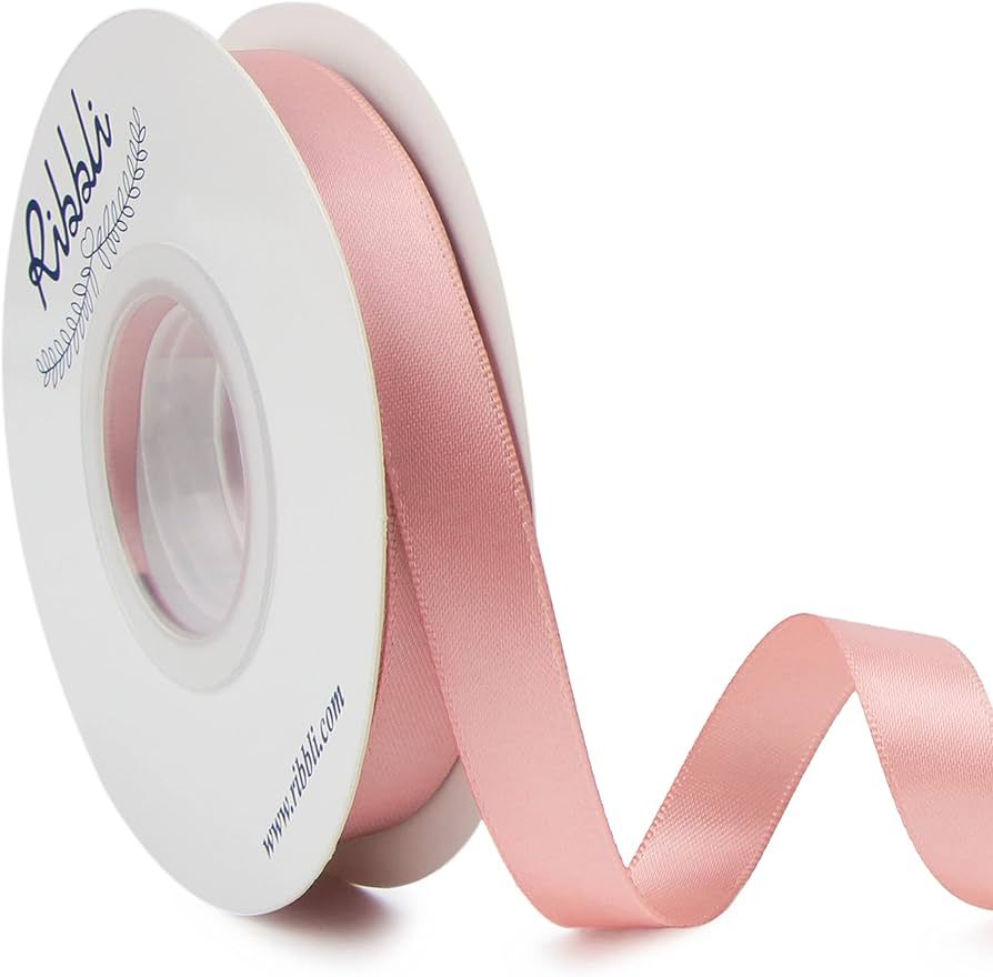 Ribbli Rose Gold Double Faced Satin Ribbon,1/2 Inch x Continuous 25 Yards,Use for Craft Bows Bouq... | Amazon (US)