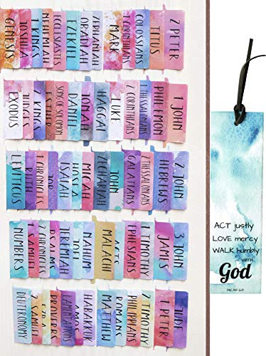 Watercolor Laminated Bible Tabs (Large Print, Easy to Read), Personalized Bible Journaling Supplies, | Amazon (US)