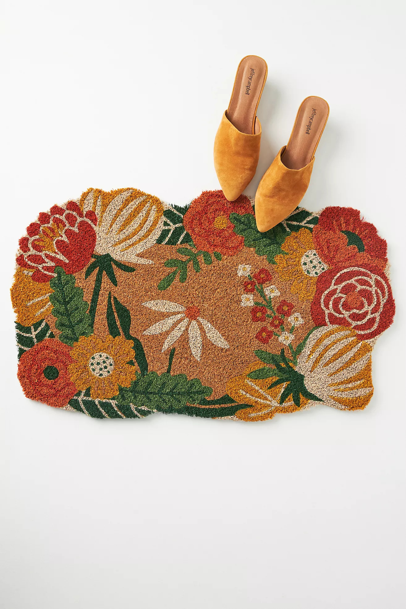 Autumn Florals Shaped Doormat | Anthropologie (US)