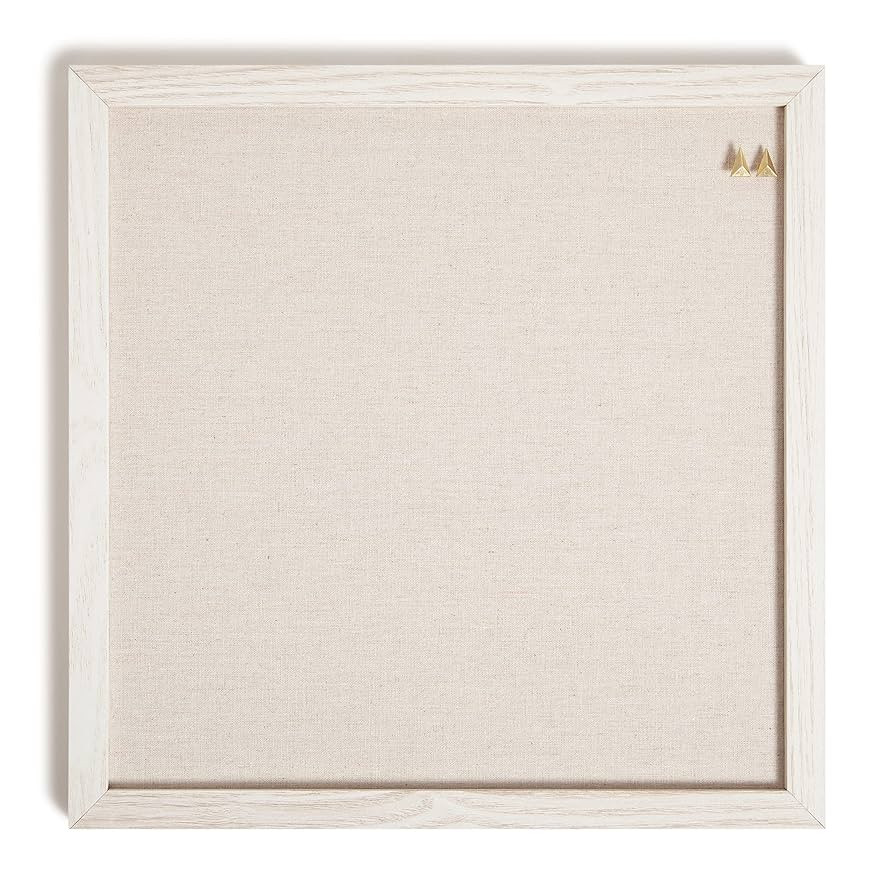 U Brands Rustic Linen Bulletin Board, 14"x14", White Wood Style Frame, Industrial Grade Pinning S... | Amazon (US)