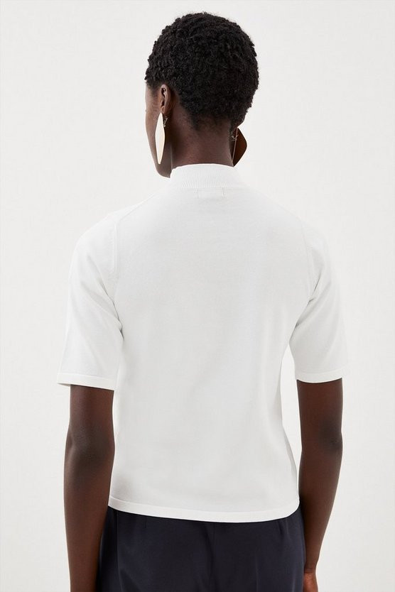 Turtle Neck Viscose Blend Dry Handle Knit Top | Karen Millen UK + IE + DE + NL