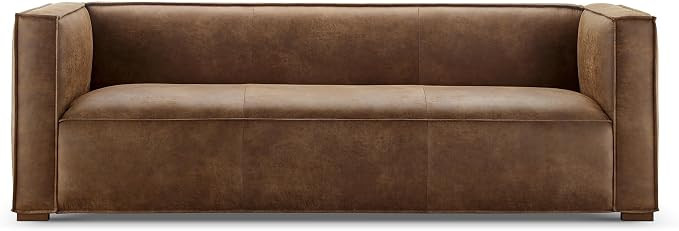 CHERS 83.3" Mid Century Modern Sofa, Luxury French Mixed Fabric Couch with Tight Back, Square Arm... | Amazon (US)