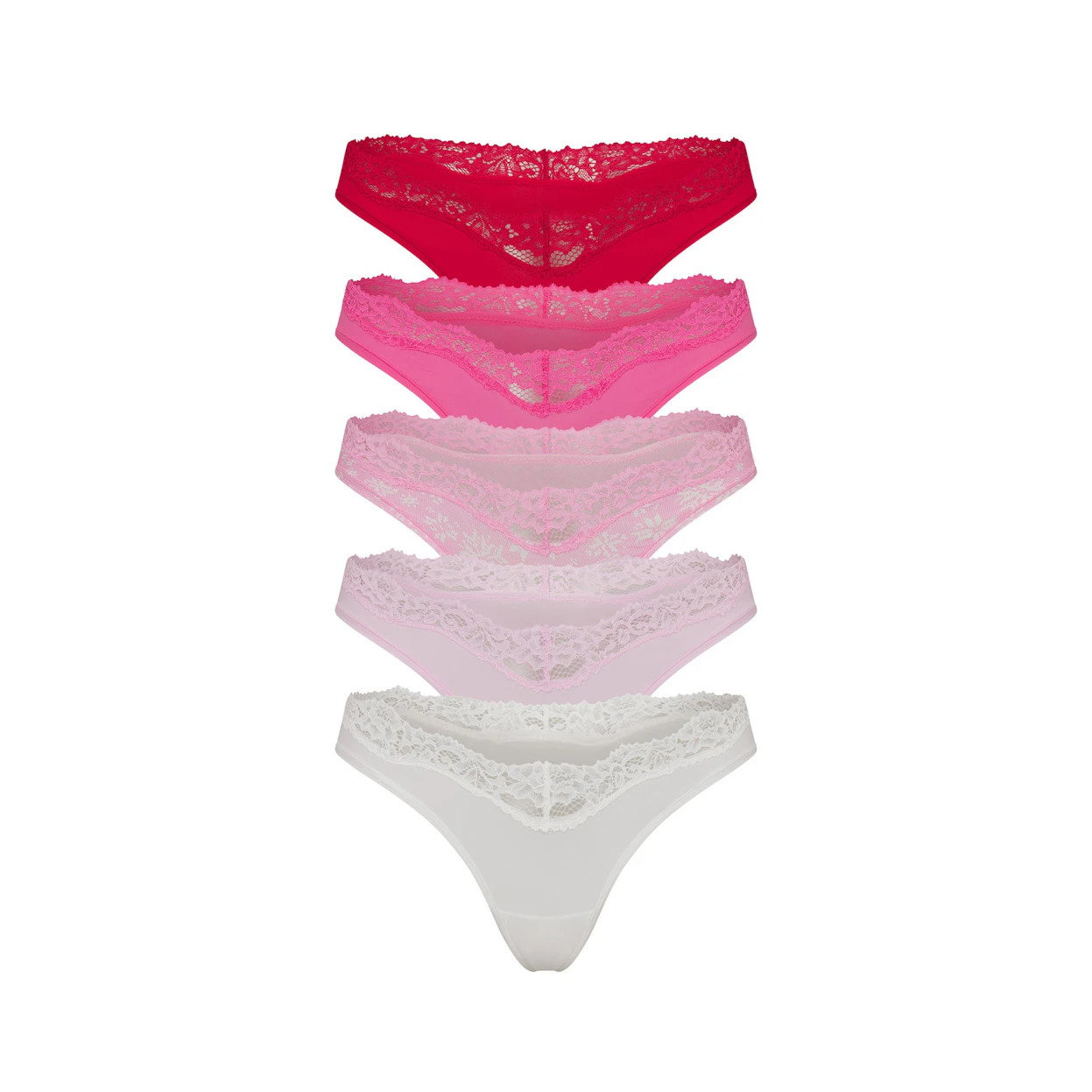 FITS EVERYBODY LACE DIPPED THONG 5-PACK | BUBBLE GUM MULTI | SKIMS (US)