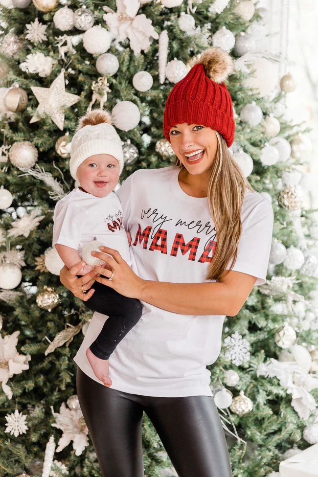 Very Merry Mini Graphic White Baby Tee | The Pink Lily Boutique