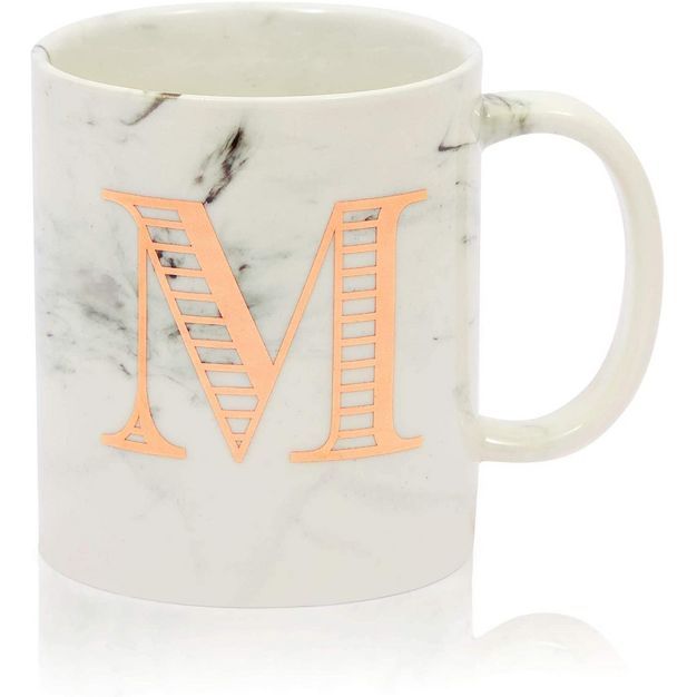 White Marble Ceramic Coffee Mug with Handle & Monogrammed Letter, 11 oz. | Target